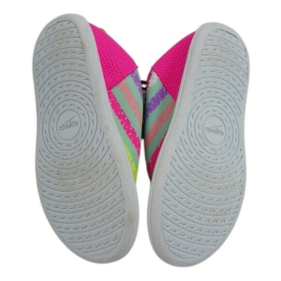 Speedo Water Shoes Pink Multi Slip On Bootie UV Protection Girls Size M 7/8 - Picture 6 of 6